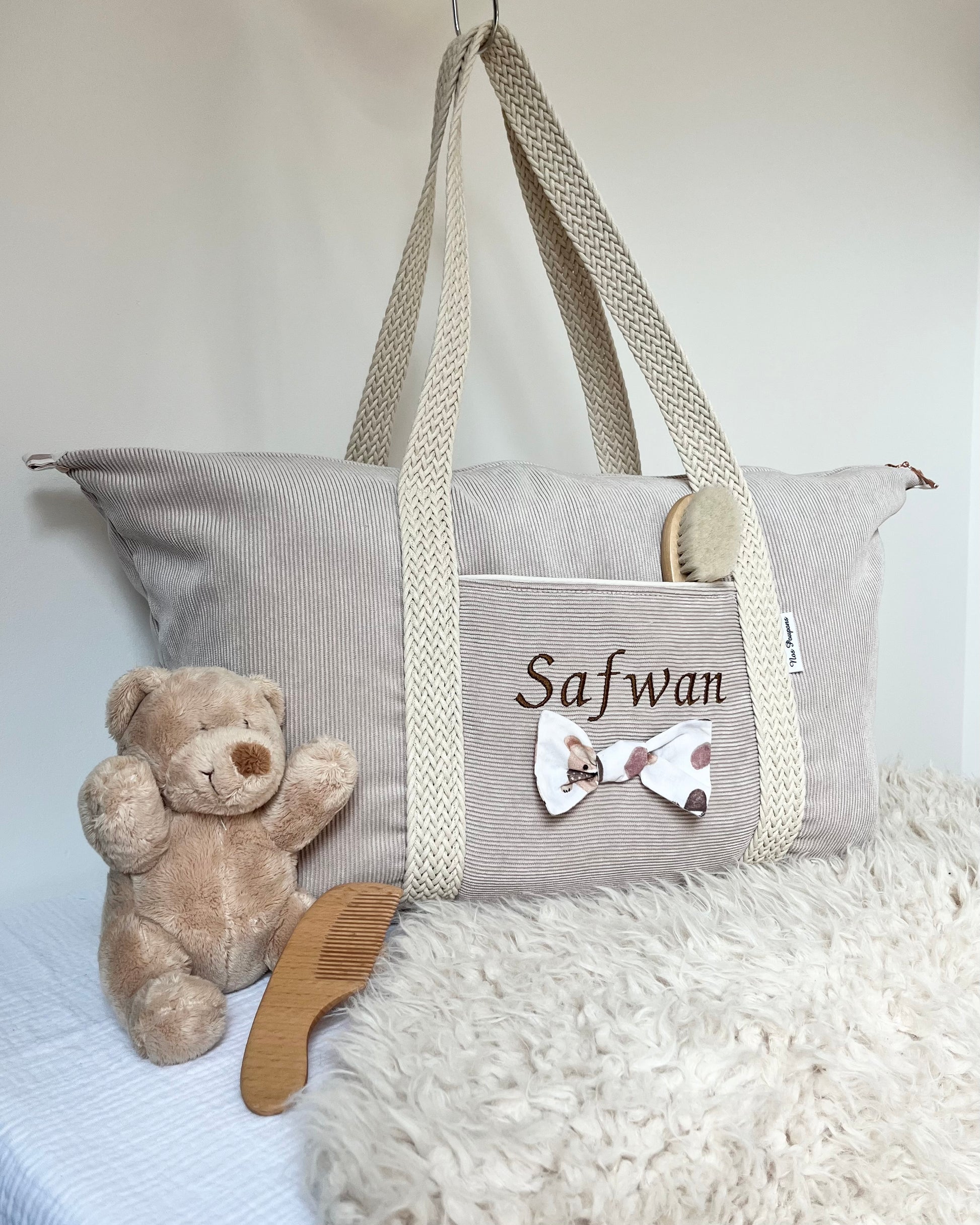 Nos Poupons - Sac à langer personnalisable, sac à langer bébé, sac à langer fait main, sac à langer velours côtelé